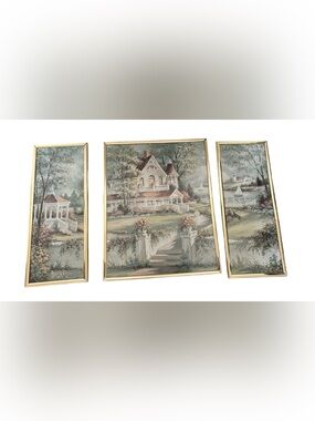 Vintage Style Gold-Framed Wall Art - Three-Piece Set home interior